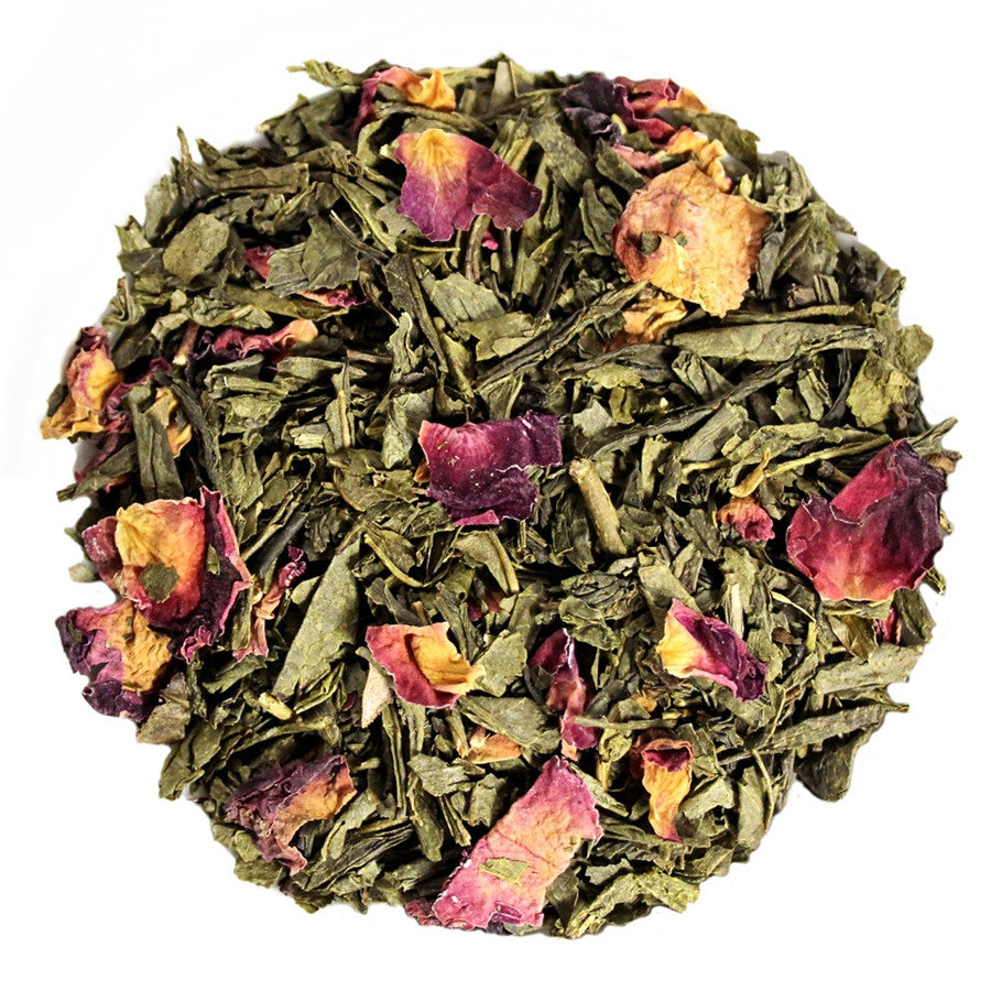 loose leaf green tea with rose