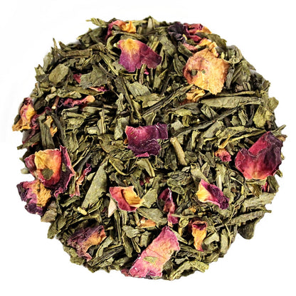 loose leaf green tea with rose