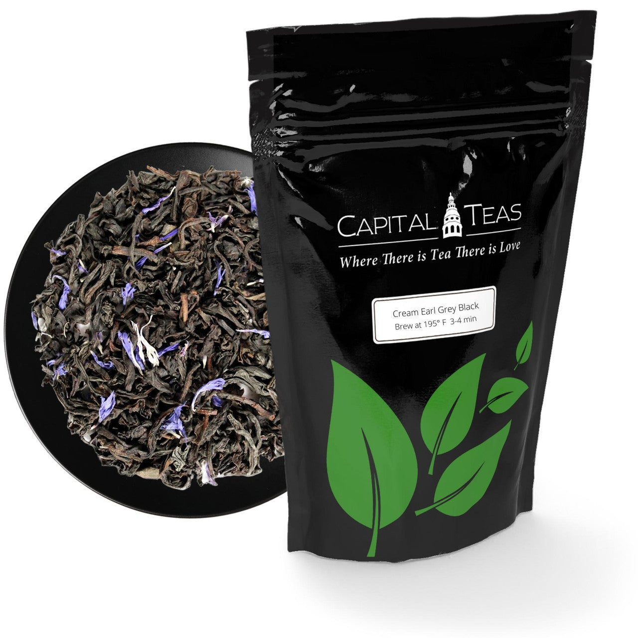 loose leaf Earl Grey black tea and the sealed back it comes in