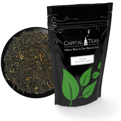 Earl Grey loose leaf tea with the sealed bag next to it
