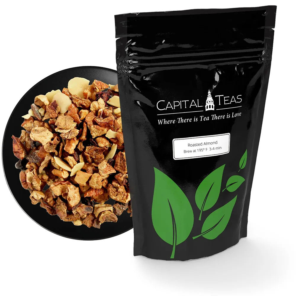 Roasted Almond Tea loose leaf fruit tisane and packaging